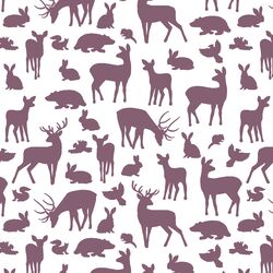 Forest Friends in Mulberry on White