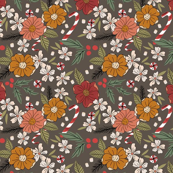Christmas Floral in Dark Moss