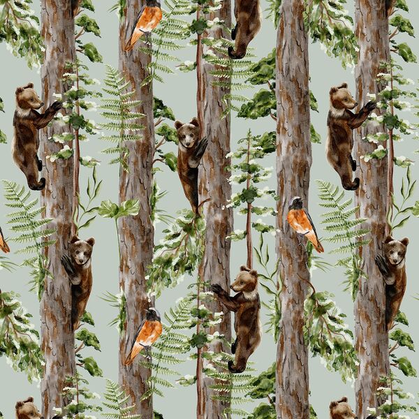 Woodland Climbers in Misty Green