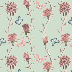 Rose Vine in Mint Green