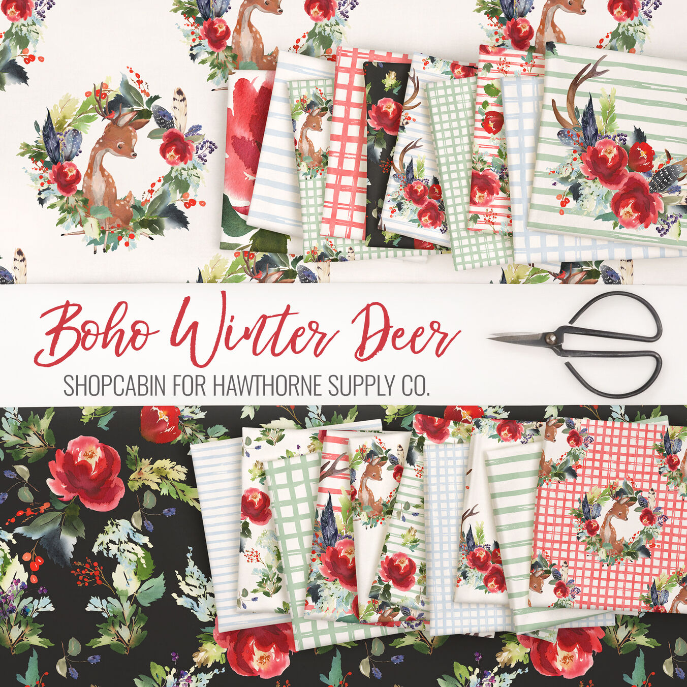 Boho Winter Deer Poster Image