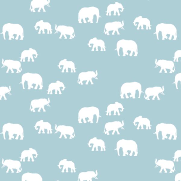 Elephant Silhouette in Powder Blue