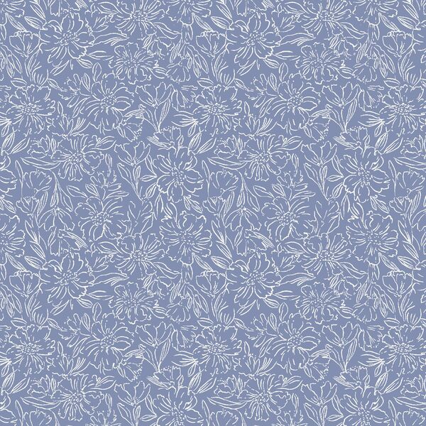 Small Sketched Blooms in Twilight Blue