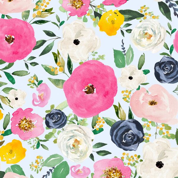 Free Falling Florals in Soft Blue