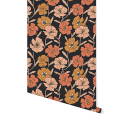 Poppy Floral in Dark Charcoal Gray