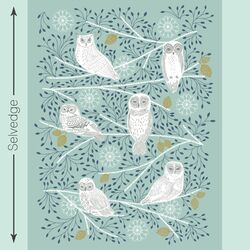 Snowy Owl Quilt Panel in Aspen