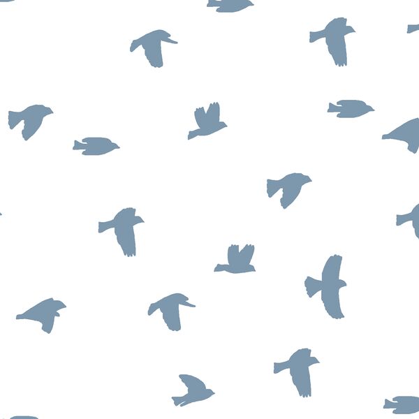 Flock Silhouette in Dusk on White