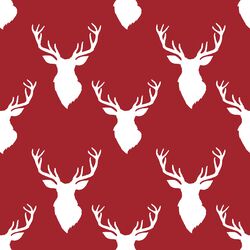 Small Deer Head in Berry Red on White