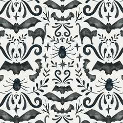 Spooky Damask in Black Cat