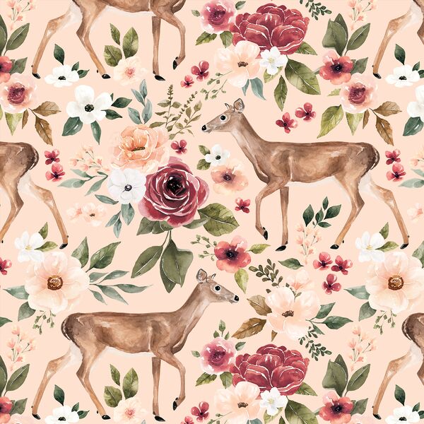 Deer Floral in Light Pink