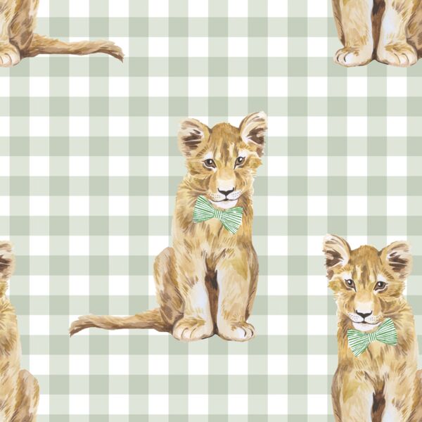 Boy Cub on Gingham Check in Succulent Green