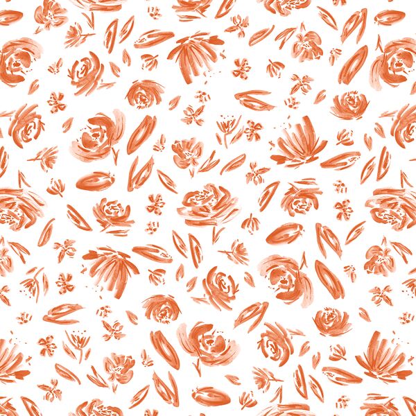 Spring Flowers in Rouge on White