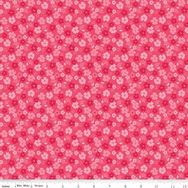 Tossed Flowers in Hot Pink