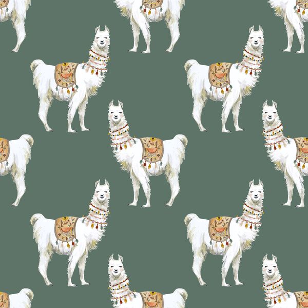 Llamas in Cactus Green