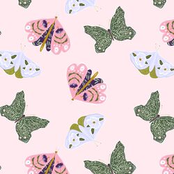 Butterflies in Pastel Pink