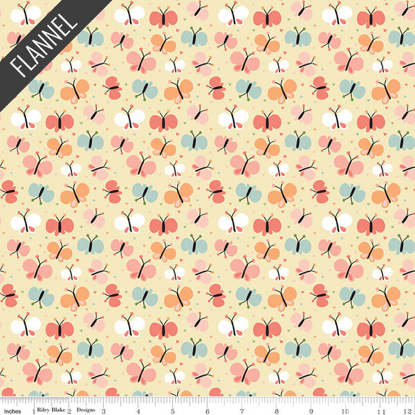 Butterflies Flannel in Sunshine