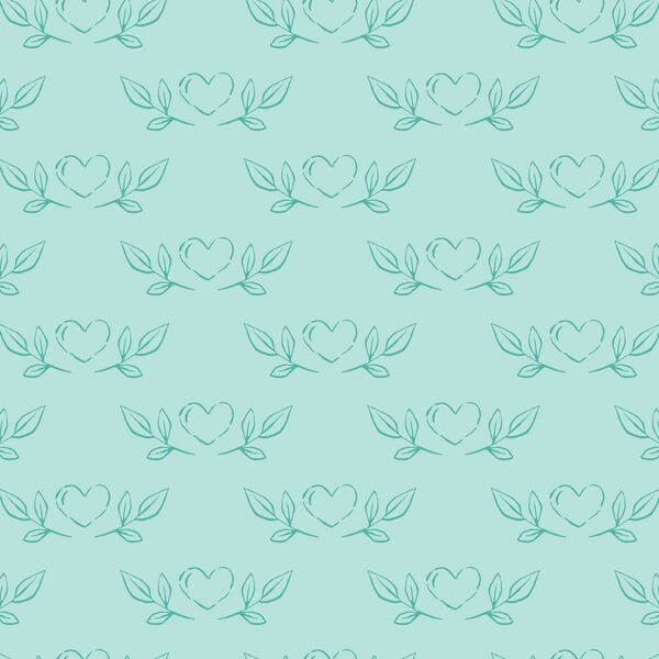 Heart Sketches in Aquamarine