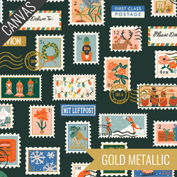 Holiday Stamps Canvas in Evergreen Metallic