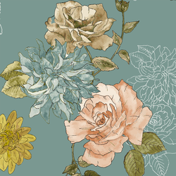 Large Dahlia Rose in Dusty Aqua
