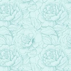 Peony Sketch in Tranquil Aqua