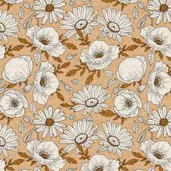 Poppies and Daisies in Tawny