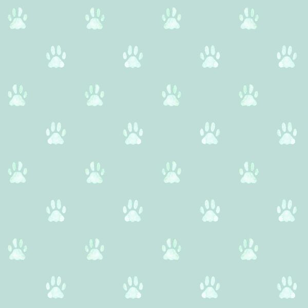 Watercolor Paw Prints in Sweet Aqua