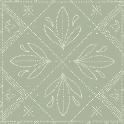 Large Dotted Tile in Cream on Sage Green