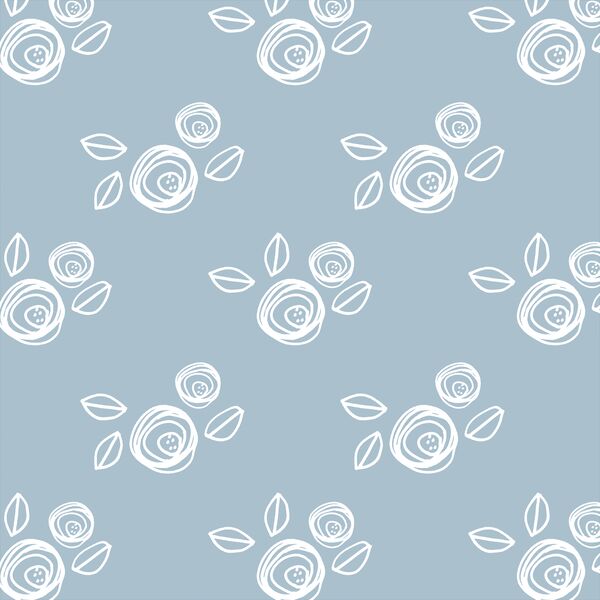 Small Regal Roses in Cashmere Blue
