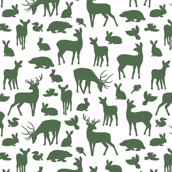 Forest Friends in Kale on White