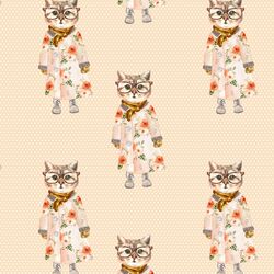 Miss Kitty in Peach Polka Dots