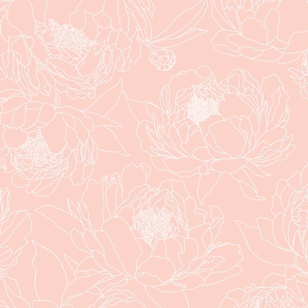 Large Sketched Garden in Pink Petal