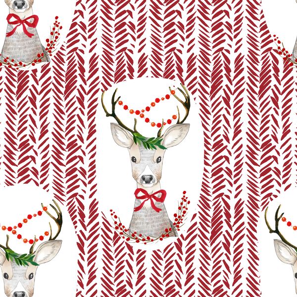 Fancy Holiday Deer in Berry Red