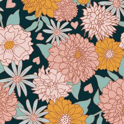 Large Love You More Floral in Ocean