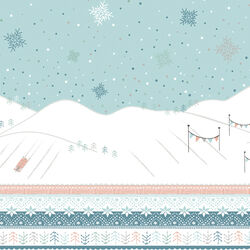 Sleigh Ride Border in Glacier Blue