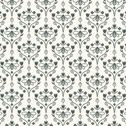 Vine Damask in Pine on Cream
