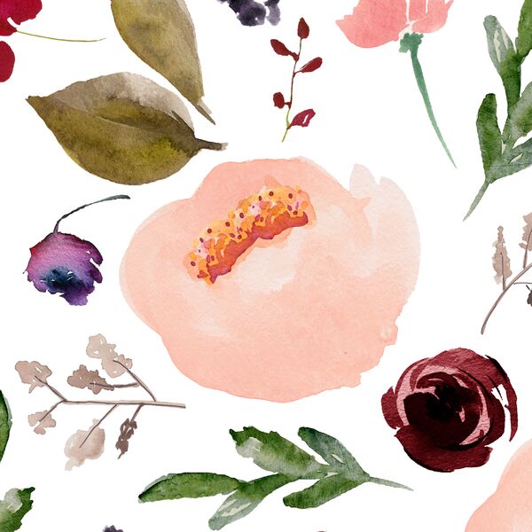 Large Trail Florals in White