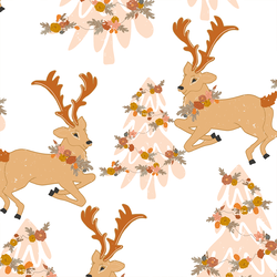Floral Reindeer in White