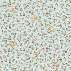 Tossed Bunnies in Light Teal