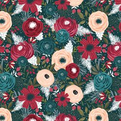 Dashing Floral in Deep Teal