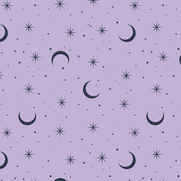 Small Moon and Stars in Lilac