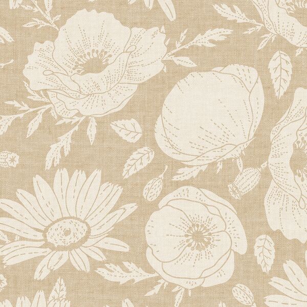 Large Floral Silhouette in Tan