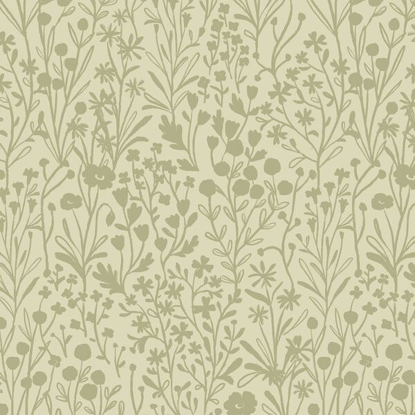 Floral Silhouette in Mossy Green