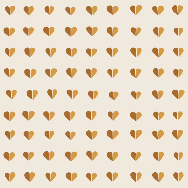 Half and Half Hearts in Golden Yellow