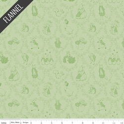 Peter Rabbit and Friends Toile Flannel in Fern