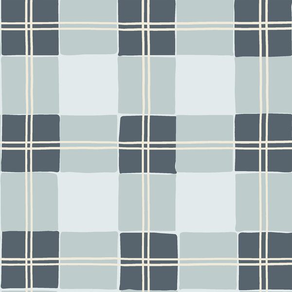 Large Tartan Plaid in Evening Navy and Air Blue