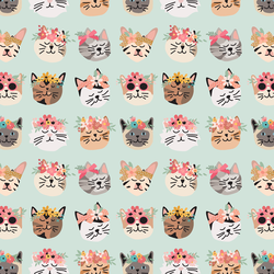 Flower Cats in Mint