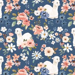 Blooming Llamas in Dark Periwinkle