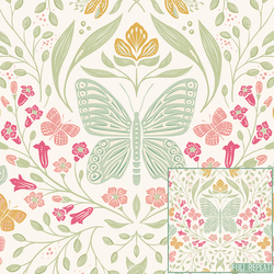 Blooms and Butterflies in Cream