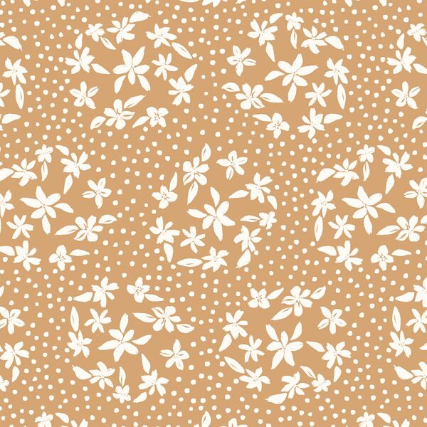 Floral Dot Silhouette in Ivory on Clay