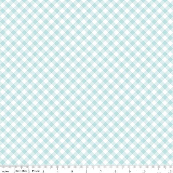 Diagonal Gingham in Aqua